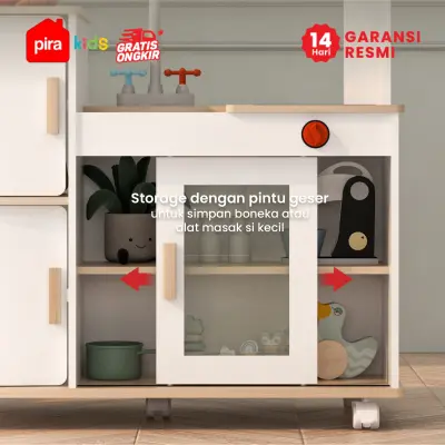 PIRA KIDS -  MORI SHOP PP PRETEND PLAY TOKO JUALAN / MARKET BOOTH / GEROBAK WARUNG MAINAN ANAK warna WHITE SM - PRO OAK - PIRA METROPOLIS - foto 6