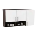 PIRA METROPOLIS - ALBA BAZ KC WU120 RB RAK DAPUR GANTUNG / RAK DINDING 3 PINTU DENGAN RAK BUMBU warna AMERICAN WALNUT - WHITE - METROPOLIS - foto 2