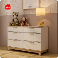PIRA METROPOLIS -  BEN CH3+3 LEMARI LACI 3+3 SUSUN / KABINET warna PRO OAK - WHITE - PIRA METROPOLIS - foto 4