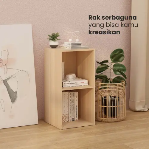 PIRA METROPOLIS -  HAKO SU 2X1 RAK 2 SUSUN / RAK SUSUN SERBAGUNA / RAK BUKU warna PRO OAK - PIRA METROPOLIS - foto 2