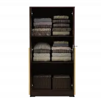 PIRA METROPOLIS - YONA BLS60 LEMARI PAKAIAN MEDIUM 2 PINTU FULL RAK warna AMERICAN WALNUT - GOLD HAIRLINE - PIRA METROPOLIS - foto 6