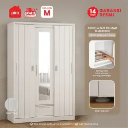 PIRA - SAXON A 3A N SSL MWD LEMARI PAKAIAN BESI 3 PINTU warna WHITE - PIRA - foto 1
