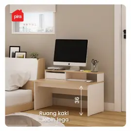 PIRA METROPOLIS OX -  MARU DESK MEJA BELAJAR / MEJA KOMPUTER / MEJA LESEHAN warna WHITE - PRO OAK - PIRA METROPOLIS OX - foto 6
