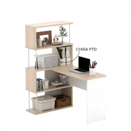 PIRA - ZACK DK 80 MEJA KERJA / MEJA BELAJAR DENGAN RAK BUKU warna PRO OAK - WHITE SM - PIRA - foto 14