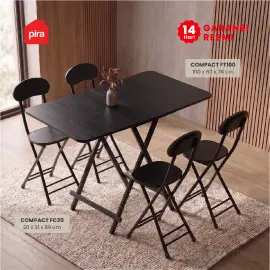 PIRA - COMPACT FT100 MEJA MAKAN / MEJA LIPAT / MEJA TERAS / MEJA CAFE / KURSI MAKAN / KURSI LIPAT / MEJA MAKAN SET KURSI warna BLACK OAK - PIRA - foto 2