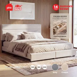 PIRA - PALMA BD200 PLATFORM BED / DIPAN / DIPAN TEMPAT TIDUR / RANJANG KASUR / DIPAN DENGAN LACI PENYIMPANAN warna CREAM - PIRA - foto 1