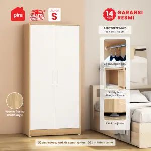 PIRA - ASHTON 2P MWD LEMARI PAKAIAN BESI 2 PINTU warna LIGHT ASH - WHITE - PIRA - foto 1