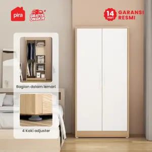 PIRA - ASHTON 2P MWD LEMARI PAKAIAN BESI 2 PINTU warna LIGHT ASH - WHITE - PIRA - foto 2