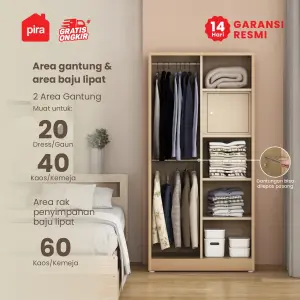 PIRA - ASHTON 2P MWD LEMARI PAKAIAN BESI 2 PINTU warna LIGHT ASH - WHITE - PIRA - foto 3