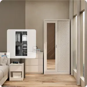 PIRA BAVARIAN - KUNST 90A MWDSL LEMARI PAKAIAN BESI SLIDING / PINTU GESER warna WHITE - BAVARIAN - foto 1