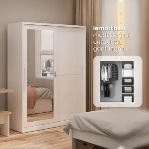 PIRA - SCHON 150A N MWDSL LEMARI PAKAIAN BESI SLIDING / PINTU GESER warna WHITE - PIRA - foto 1