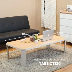 PIRA - TABE CT120 MEJA TAMU MEJA MAKAN LIPAT LESEHAN MEJA BELAJAR LIPAT LESEHAN warna LIGHT TAUPE - EURO OAK - PIRA - foto 6