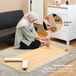 PIRA - TABE CT120 MEJA TAMU MEJA MAKAN LIPAT LESEHAN MEJA BELAJAR LIPAT LESEHAN warna LIGHT TAUPE - EURO OAK - PIRA - foto 8