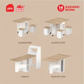 PIRA - ALLISON DT60 MEJA MAKAN SET LIPAT warna WHITE - PRO OAK - PIRA - foto 8