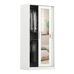 PIRA - SAXON 90 A MWDSL LEMARI PAKAIAN BESI SLIDING / PINTU GESER warna LIGHT MARBLE - WHITE - PIRA - foto 6