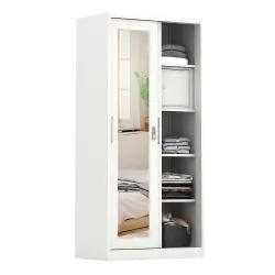 PIRA - SAXON 90 A MWDSL LEMARI PAKAIAN BESI SLIDING / PINTU GESER warna LIGHT MARBLE - WHITE - PIRA - foto 7