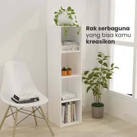 PIRA METROPOLIS -  HAKO SU 4X1 RAK 4 SUSUN / RAK SUSUN SERBAGUNA / RAK BUKU warna WHITE - PIRA METROPOLIS - foto 2