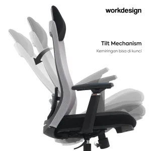 WORKDESIGN QUIGON PC KURSI KANTOR / KURSI KERJA ERGONOMIS DENGAN LUMBAR SUPPORT warna BLACK - WORKDESIGN - foto 4