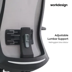 WORKDESIGN QUIGON PC KURSI KANTOR / KURSI KERJA ERGONOMIS DENGAN LUMBAR SUPPORT warna BLACK - WORKDESIGN - foto 5
