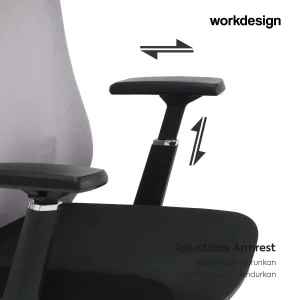 WORKDESIGN QUIGON PC KURSI KANTOR / KURSI KERJA ERGONOMIS DENGAN LUMBAR SUPPORT warna BLACK - WORKDESIGN - foto 7