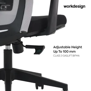 WORKDESIGN QUIGON PC KURSI KANTOR / KURSI KERJA ERGONOMIS DENGAN LUMBAR SUPPORT warna BLACK - WORKDESIGN - foto 8