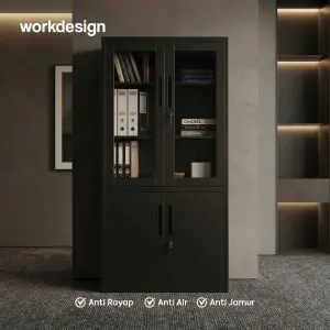 WORKDESIGN BURO AVA MBC 2 HG RAK BUKU BESI / LEMARI ARSIP KANTOR warna BLACK - WORKDESIGN - foto 2