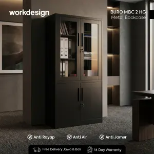 WORKDESIGN BURO AVA MBC 2 HG RAK BUKU BESI / LEMARI ARSIP KANTOR warna BLACK - WORKDESIGN - foto 1