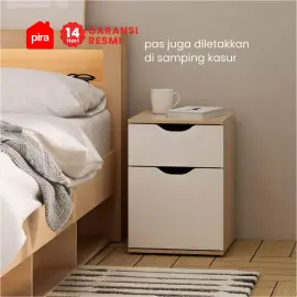 PIRA - RENO NS35 MEJA NAKAS / MEJA SUDUT / MEJA SAMPING warna PRO OAK - WHITE - PIRA METROPOLIS - foto 2
