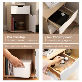 PIRA - RENO NS35 MEJA NAKAS / MEJA SUDUT / MEJA SAMPING warna PRO OAK - WHITE - PIRA METROPOLIS - foto 3