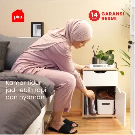 PIRA - RENO NS35 MEJA NAKAS / MEJA SUDUT / MEJA SAMPING warna PRO OAK - WHITE - PIRA METROPOLIS - foto 4