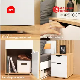 PIRA - RENO NS35 MEJA NAKAS / MEJA SUDUT / MEJA SAMPING warna PRO OAK - WHITE - PIRA METROPOLIS - foto 5