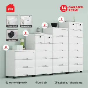 PIRA METROPOLIS - KAO PCH5 LEMARI LACI PLASTIK / LEMARI PLASTIK / DRAWER PLASTIK / LEMARI BAYI / LEMARI PAKAIAN ANAK warna WHITE - PIRA METROPOLIS - foto 4