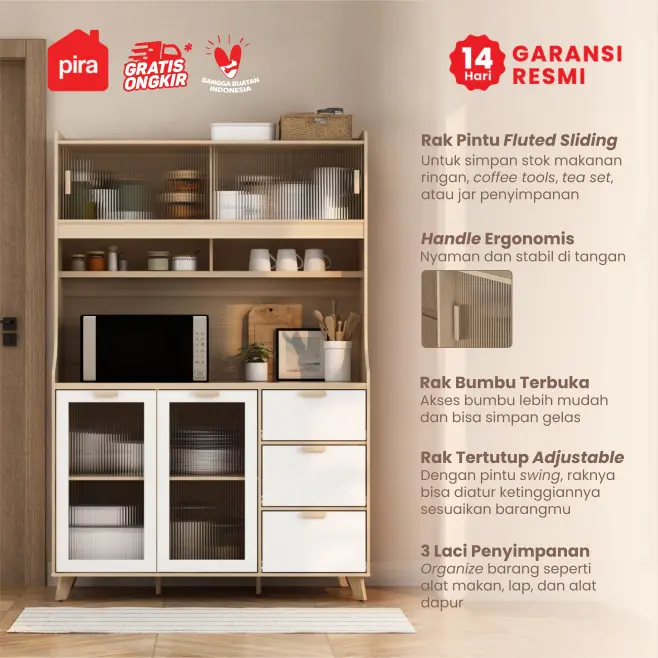 PIRA METROPOLIS - INDY KC120 LEMARI DAPUR / RAK DAPUR / KABINET DAPUR warna PRO OAK - WHITE - PIRA METROPOLIS - foto 2