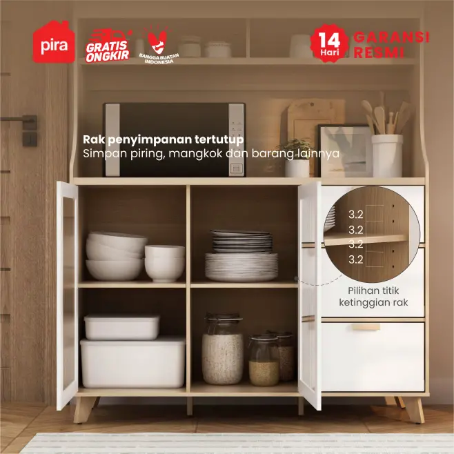 PIRA METROPOLIS - INDY KC120 LEMARI DAPUR / RAK DAPUR / KABINET DAPUR warna PRO OAK - WHITE - PIRA METROPOLIS - foto 3