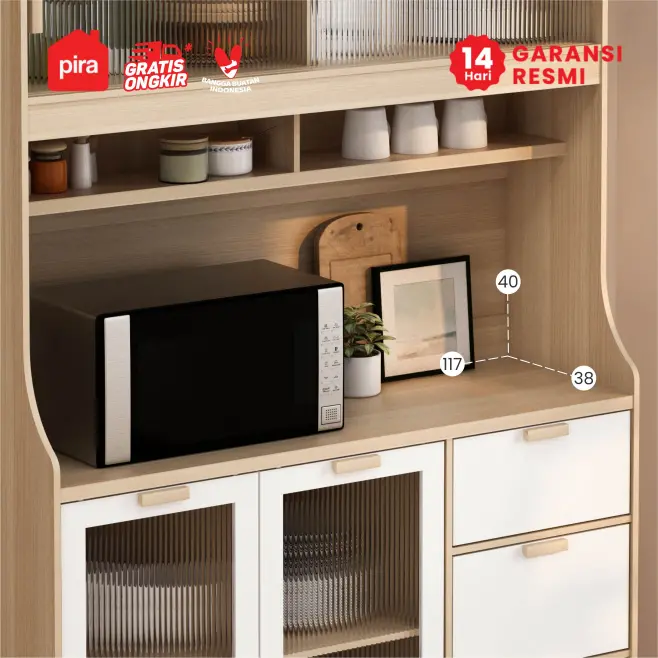 PIRA METROPOLIS - INDY KC120 LEMARI DAPUR / RAK DAPUR / KABINET DAPUR warna PRO OAK - WHITE - PIRA METROPOLIS - foto 4
