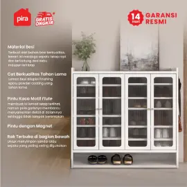 PIRA - USAIN MSR 4P RAK SEPATU BESI / RAK SEPATU SUSUN TERTUTUP / LEMARI SEPATU BESI warna WHITE - PIRA - foto 2