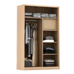PIRA - ASHTON 120N MWDSL LEMARI PAKAIAN BESI SLIDING / GESER MOTIF KAYU warna LIGHT ASH - WHITE - PIRA - foto 7