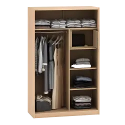 PIRA - ASHTON 120N MWDSL LEMARI PAKAIAN BESI SLIDING / GESER MOTIF KAYU warna LIGHT ASH - WHITE - PIRA - foto 8