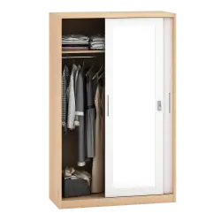 PIRA - ASHTON 120N MWDSL LEMARI PAKAIAN BESI SLIDING / GESER MOTIF KAYU warna LIGHT ASH - WHITE - PIRA - foto 5