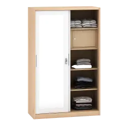 PIRA - ASHTON 120N MWDSL LEMARI PAKAIAN BESI SLIDING / GESER MOTIF KAYU warna LIGHT ASH - WHITE - PIRA - foto 6