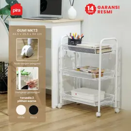 PIRA - GUMI MKT3 RAK TROLI / RAK SERBAGUNA / RAK BESI 3/ 4/ 5 SUSUN DENGAN RODA warna WHITE - PIRA - foto 1