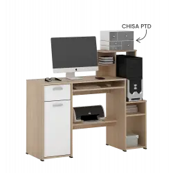 PIRA WORK - MOLA DK MEJA KANTOR / MEJA BELAJAR / MEJA KOMPUTER warna PRO OAK - WHITE SM - PIRA WORK - foto 3