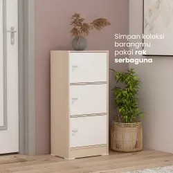 PIRA METROPOLIS OX - ARUNA RSG 3 RAK SERBAGUNA / RAK SUSUN 3 PINTU warna PRO OAK - WHITE - PIRA METROPOLIS OX - foto 2