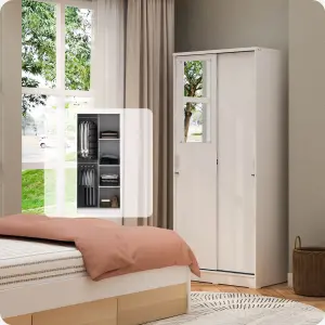 PIRA METROPOLIS OX - ARUNA WDSL80 A MR LEMARI PAKAIAN PINTU GESER / SLIDING warna WHITE - PIRA METROPOLIS OX - foto 2