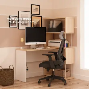 PIRA - ZACK DK 80 MEJA KERJA / MEJA BELAJAR DENGAN RAK BUKU warna PRO OAK - WHITE SM - PIRA - foto 4