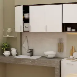 PIRA METROPOLIS - ALBA BAZ KC WU120 KABINET GANTUNG DAPUR warna AMERICAN WALNUT - WHITE - METROPOLIS - foto 2