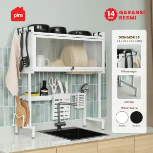 PIRA HOME -  DISH MDR65 RAK PIRING / RAK DAPUR / RAK CUCI PIRING / RAK WASTAFEL / RAK PENGERING PIRING warna WHITE - PIRA HOME - foto 1