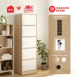 PIRA METROPOLIS - ALBA RSG 5 TS RAK SERBAGUNA / LEMARI SUSUN warna SONOMA OAK - WHITE - METROPOLIS - foto 1