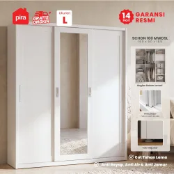 PIRA - SCHON 160 MWDSL LEMARI PAKAIAN BESI SLIDING / PINTU GESER / LEMARI JUMBO warna WHITE - PIRA - foto 1