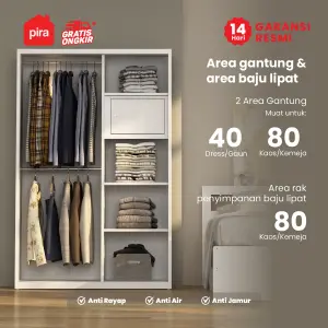 PIRA - SCHON AVA 120 MWDSL LEMARI PAKAIAN BESI SLIDING / PINTU GESER warna WHITE - PIRA - foto 2